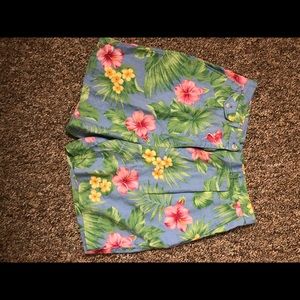 Ralph Lauren 14 100% linen, blue floral SHORTS